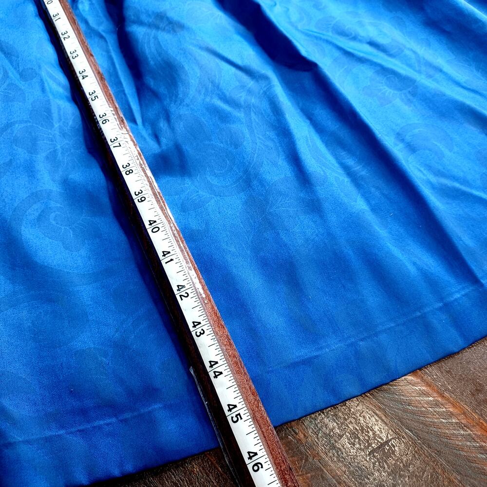 Vtg Laura Ashley Blue Damask Puff Sleeve Dress Bow Back Pockets - Picture 5 of 11